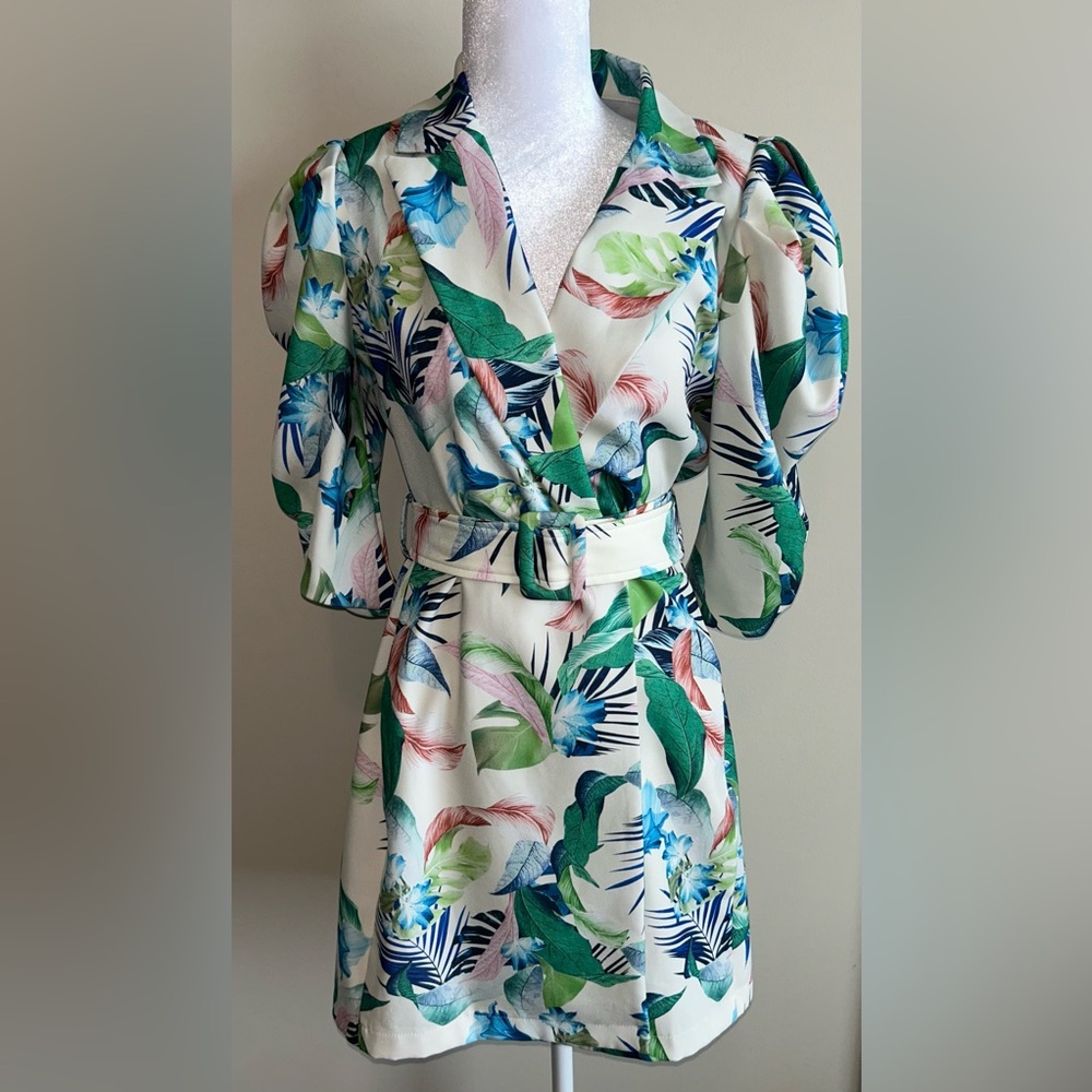 Floral Wrap Belted Mini Dress